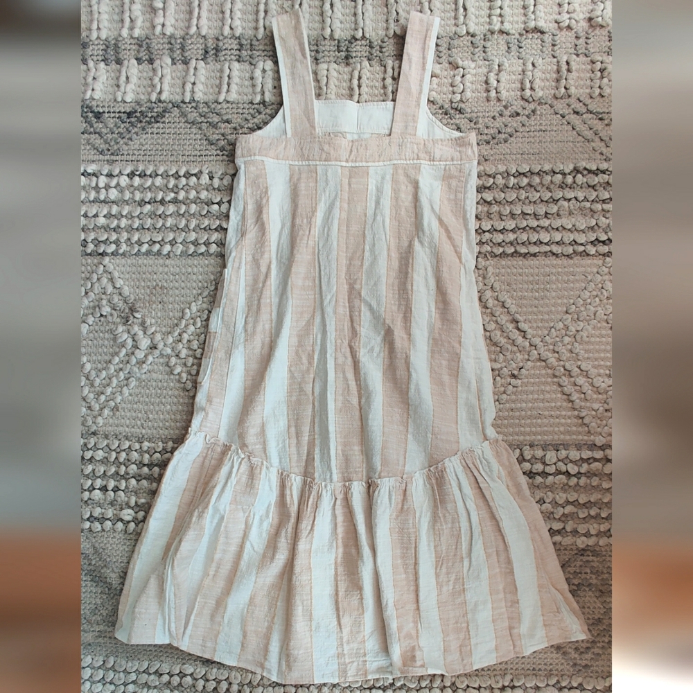 Anthro Maeve Tonal Striped Midi Dress Beige And White Size Small - Picture 4 of 6